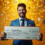 Lottery winner, gold background